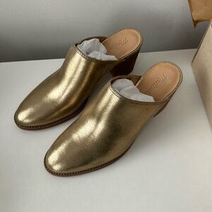 Madewell The Harper Mule in Metallic Gold